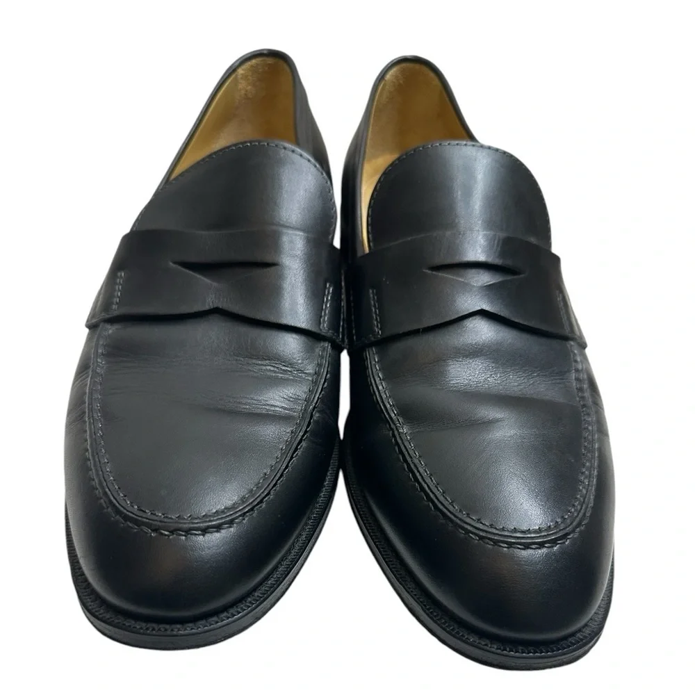 Zelli Savannah Italian calfskin penny loafer black men shoes, size 10, pre-owned